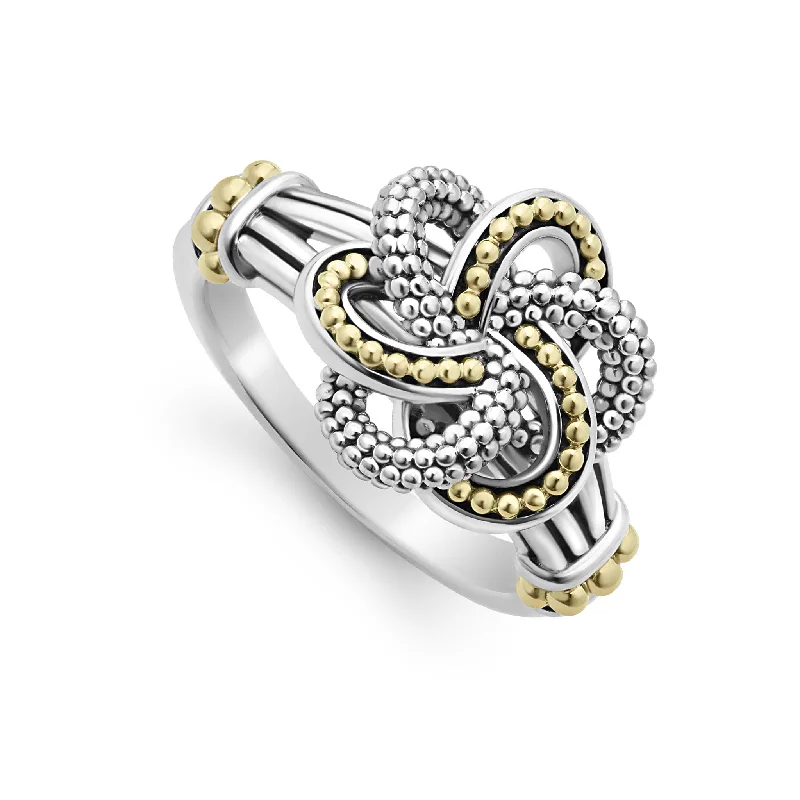 Pearl - Adorned Fashion Rings in Gold - Tone Alloy for a Sophisticated LookTwo-Tone Love Knot Ring (Size 6)