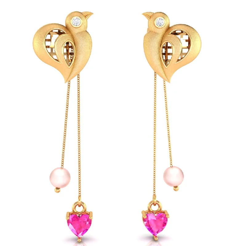 Channel - Set Women's Diamond Rings with Diamonds Securely Held in a Metal Groove for Durability14k Bird And Pink Hearts And Pearls Gold Earrings