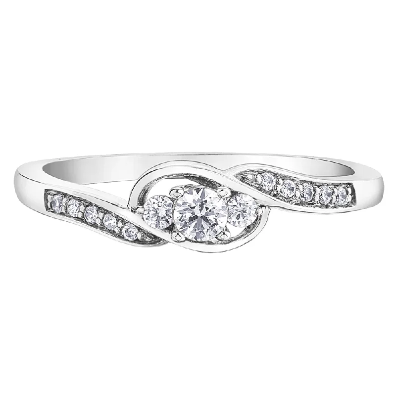 Channel - Set Women's Diamond Rings with Diamonds Securely Held in a Metal Groove for DurabilityBypass Style Diamond Ring