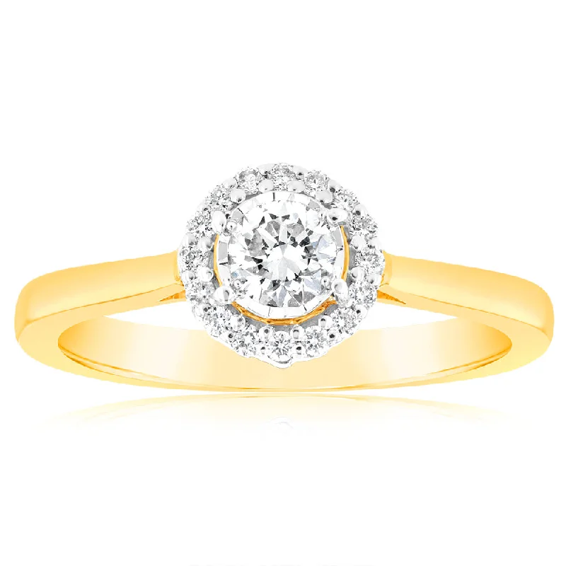 Tennis - Style Women's Diamond Rings with a Continuous Row of Diamonds for a Classic and Versatile LookLuminesce Lab Grown 18ct Yellow Gold 0.30 Carat Diamond Solitaire Ring with Centre Diamond 0.25 Carat