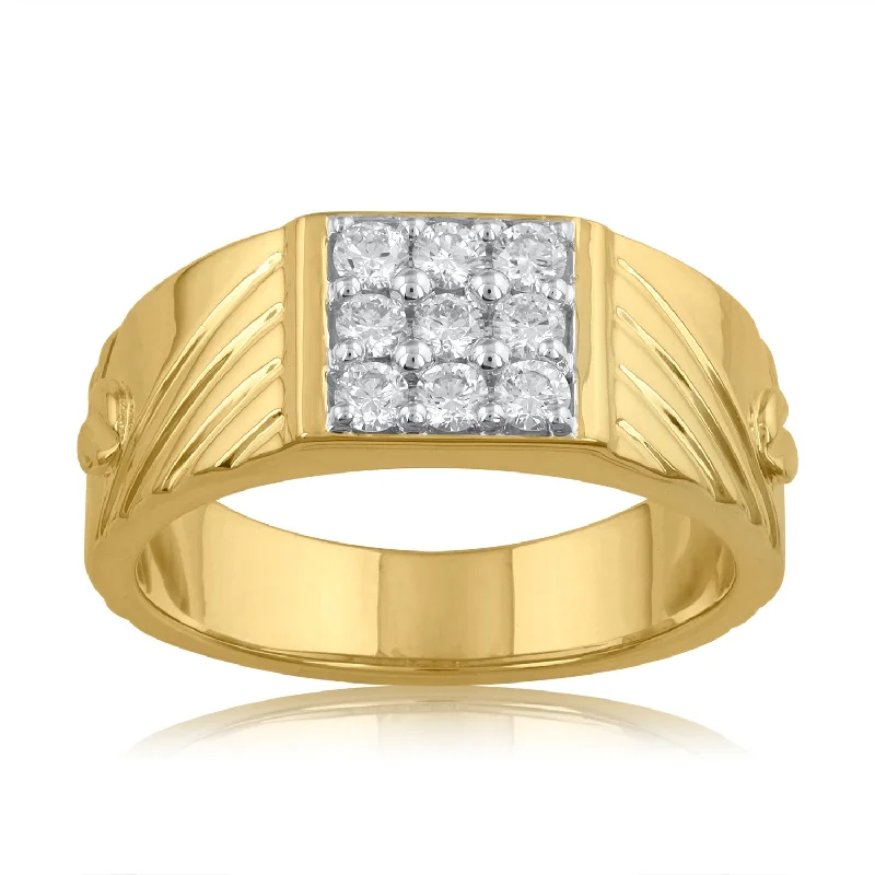 18K YG Men's Diamond Ring-1pc