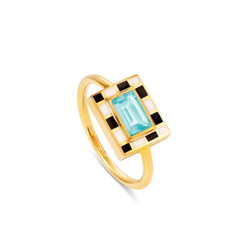 Vintage - Reproduction Fashion Rings in Bronze with Cameo - Style MedallionsBlue Topaz Lets Play Chess Good Move Ring