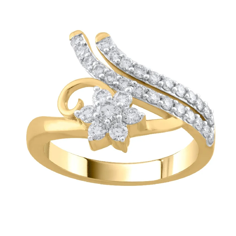 Signature - Design Women's Diamond Rings with a Brand - Specific Pattern and High - Quality Diamonds18K YG Star Diamond Ring-1pc