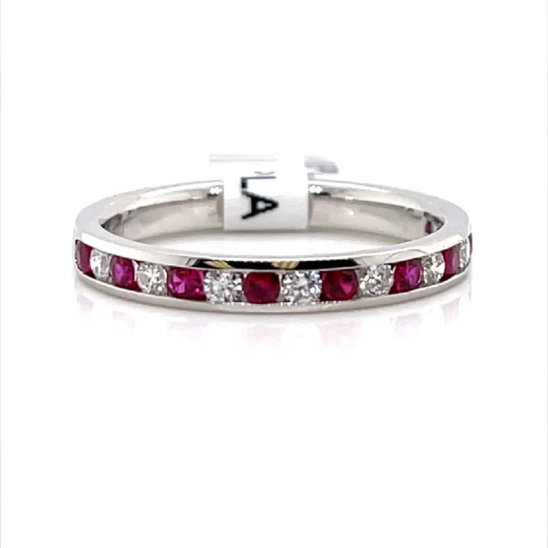 Minimalist Fashion Rings in Stainless Steel with a Single Solitaire CrystalBremer Jewelry Ruby and Diamond Channel Set Fashion Ring in Platinum (0.58ctw)