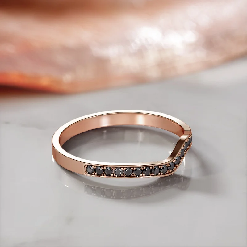 Tennis - Style Women's Diamond Rings with a Continuous Row of Diamonds for a Classic and Versatile LookStellar Arc - Wavey Natural Black Diamond Wedding Band