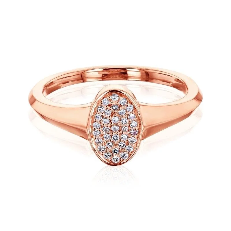 Women's Diamond Rings with Opal Inlays and Diamond Accents for a Mysterious and Iridescent LookAnnello by Kobelli 10k Rose Gold Cluster Diamond Stippled Oval Ring (HI/I)