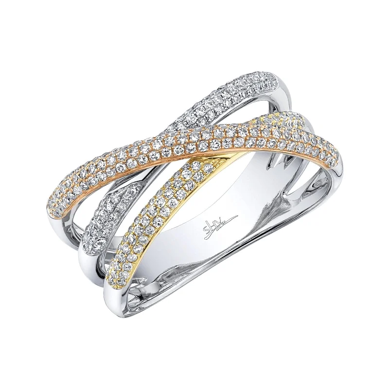 Minimalist Fashion Rings in Stainless Steel with a Single Solitaire CrystalDiamond Bridge Ring