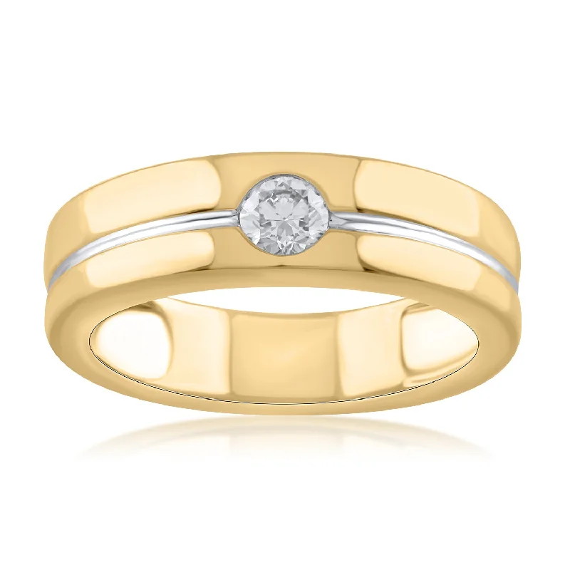 Tennis - Style Women's Diamond Rings with a Continuous Row of Diamonds for a Classic and Versatile Look18K YG Solitaire Men Diamond Ring-1PC