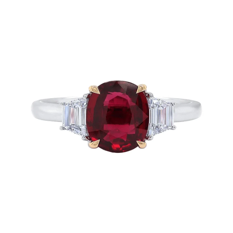 Enamel - Coated Fashion Rings in Bright Colors with Animal - Print PatternsRuby & Diamond 3-Stone Ring