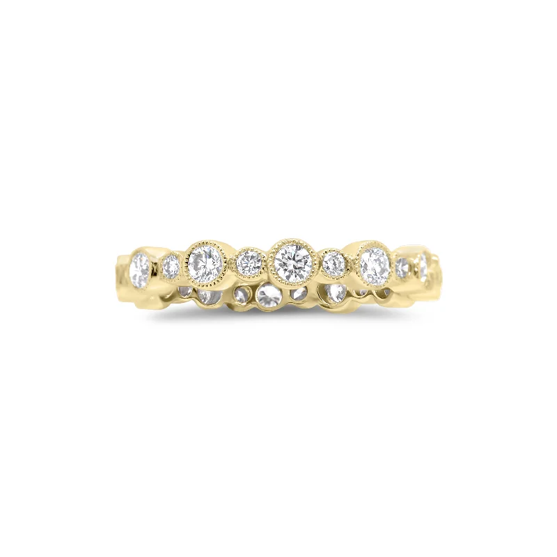 Minimalist Fashion Rings in Stainless Steel with a Single Solitaire CrystalDiamond Eternity Band with Milgrain