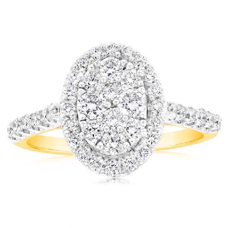 Women's Solitaire Diamond Rings with Round - Cut Diamonds and Platinum Settings for an Elegant EngagementLuminesce Diamond 1 Carat Oval Dress Ring in 9ct Yellow Gold