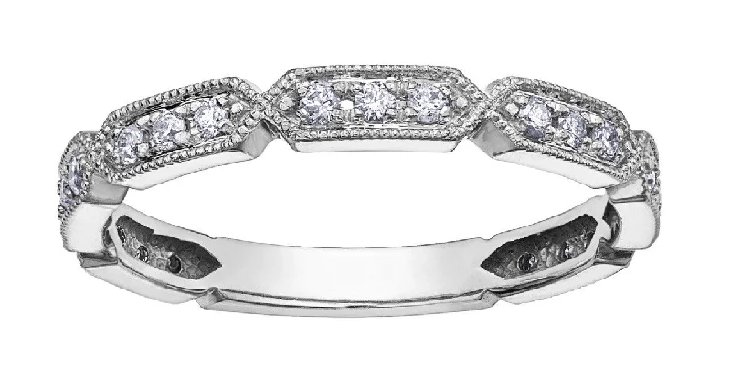 Tennis - Style Women's Diamond Rings with a Continuous Row of Diamonds for a Classic and Versatile LookMilgrain Detailed Diamond Band