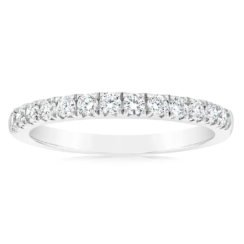 Three - Stone Women's Diamond Rings Symbolizing Past, Present, and Future with Emerald - Cut DiamondsLuminesce Lab Grown Diamond 1/2 Carat Silver Eternity Ring