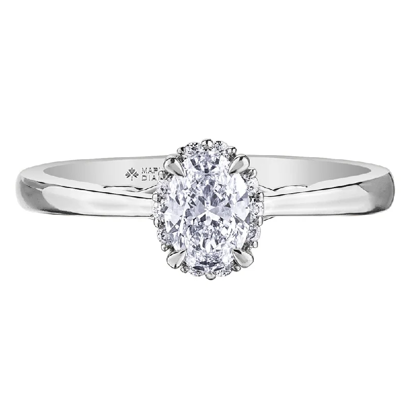 Women's Solitaire Diamond Rings with Round - Cut Diamonds and Platinum Settings for an Elegant EngagementStunning Oval Canadian Diamond Eternal Flames Ring