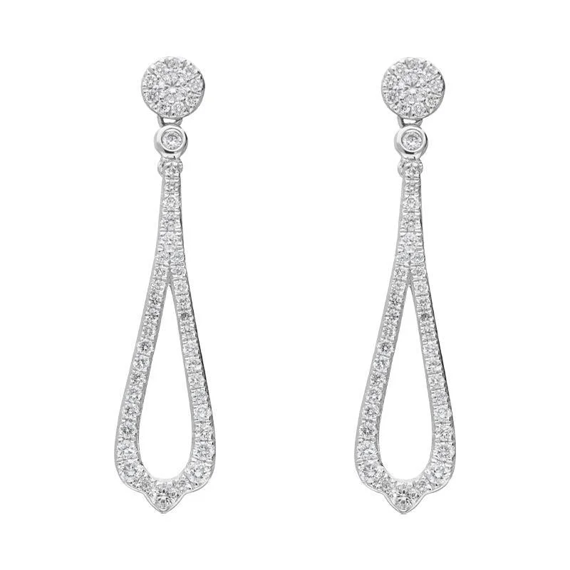 18ct White Gold 0.44ct Diamond Open Pear Drop Earrings