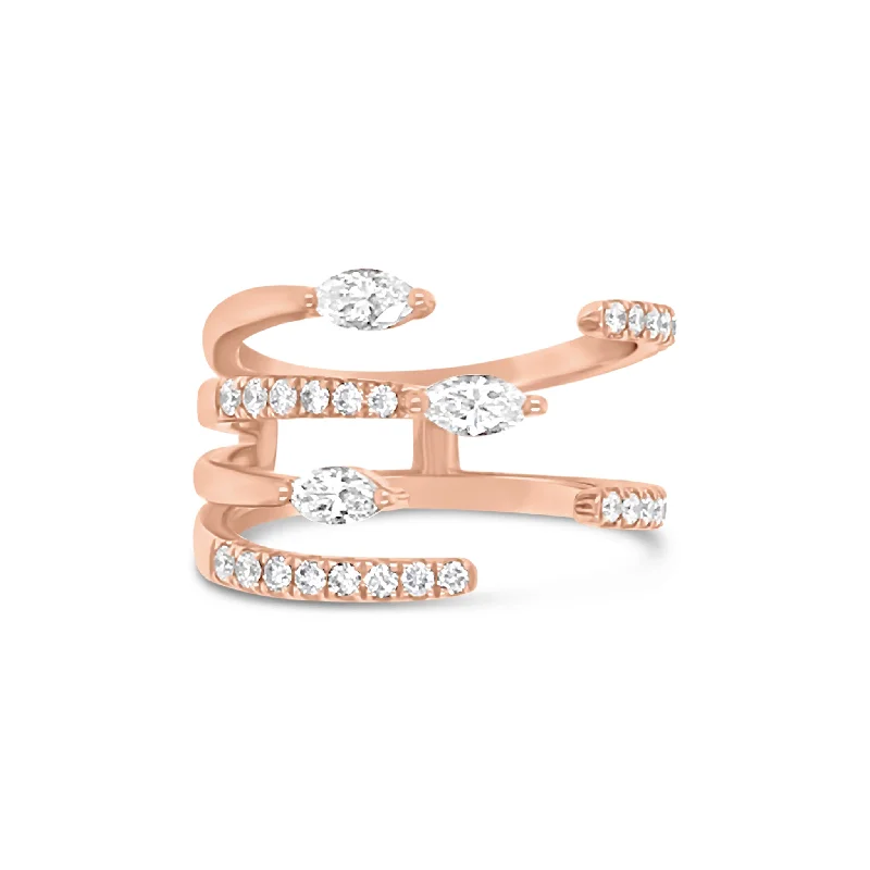 Fashion Rings with Initial Charms in Silver - Plated Metal for a Custom AccessoryMarquise Diamond Fashion Cut-out Ring