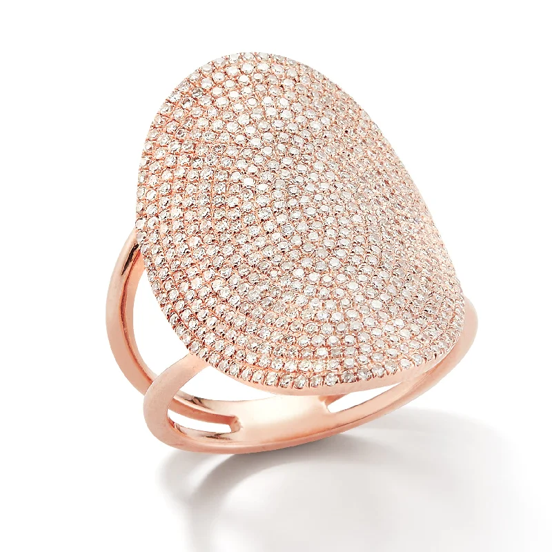 Stackable Fashion Rings in Rose - Gold Tone with Delicate Floral EngravingsOval Pavé-set Diamond Ring