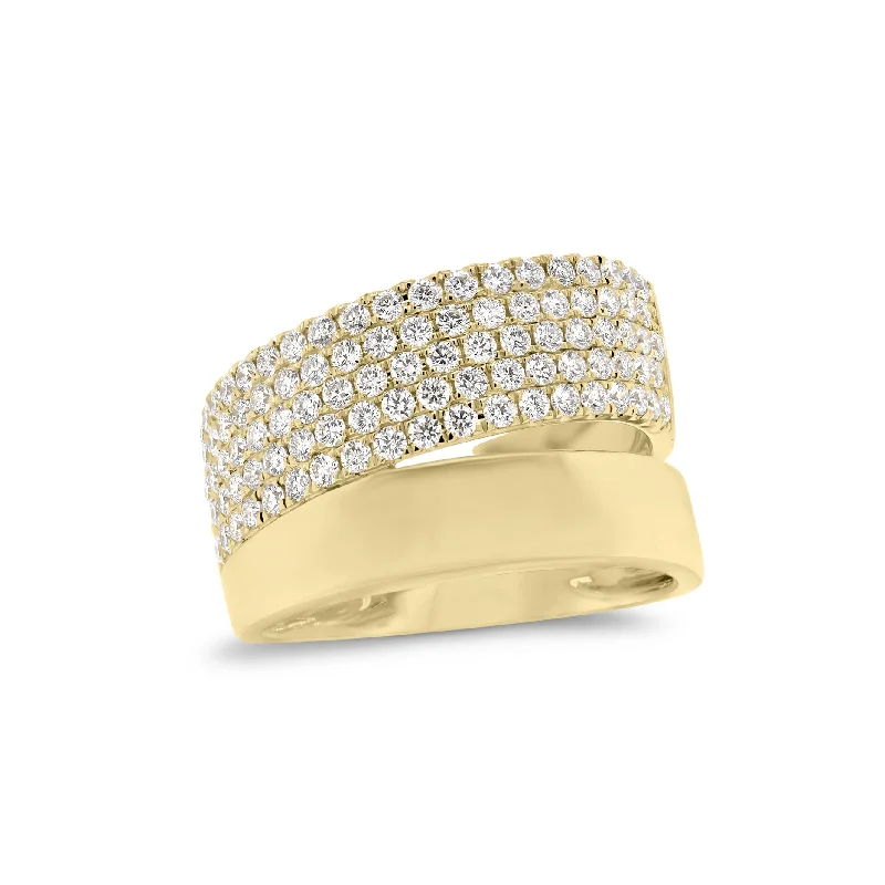 Rhinestone - Embellished Fashion Rings in Silver - Tone Metal for a Glamorous TouchPave Diamond & Gold Double Band Ring