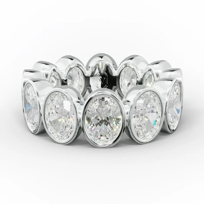 Marquise - Cut Women's Diamond Rings in Palladium for a Unique and Elongated Shape6.0 Carat Bezel Set Oval Cut Diamond Eternity Band