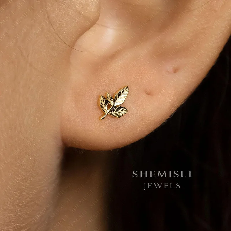 Handmade Polymer Clay Floral Stud Earrings in Pastel Shades for a Bohemian VibeTiny Leaf Stud Earrings, Gold, Silver SHEMISLI SS187 LR Handmade Polymer Clay Floral Stud Earrings in Pastel Shades for a Bohemian VibeTiny Leaf Stud Earrings, Gold, Silver SHEMISLI SS187 LR