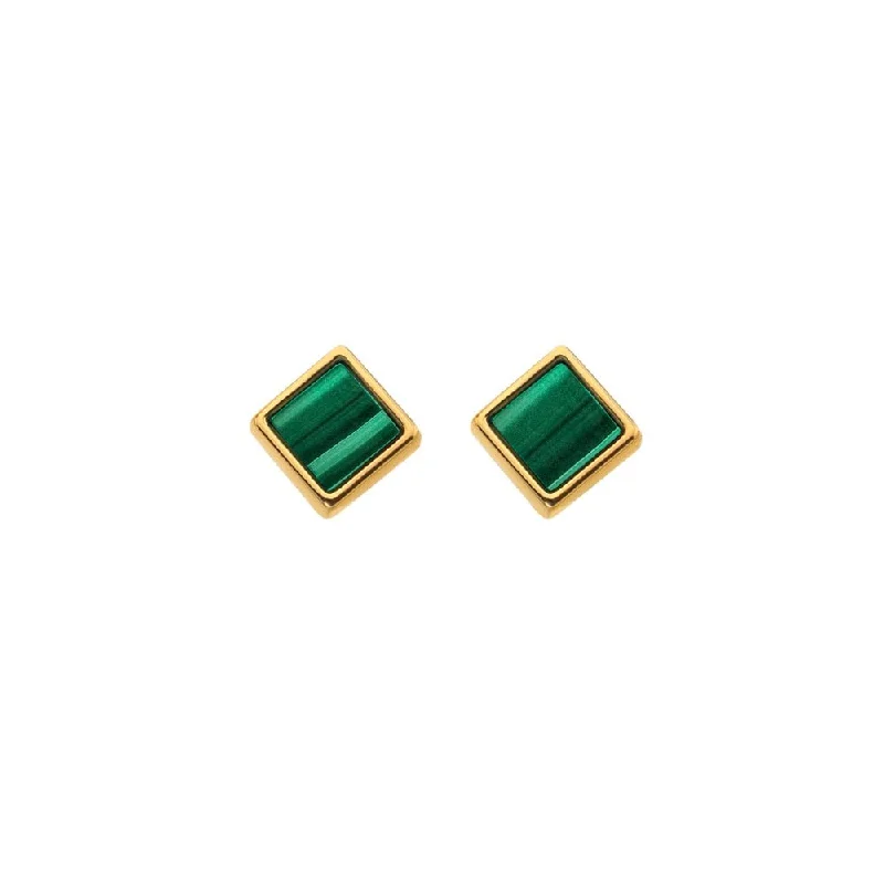 Hot Diamonds x Jac Jossa Gold Plated Sterling Silver Revive Malachite Stud Earrings