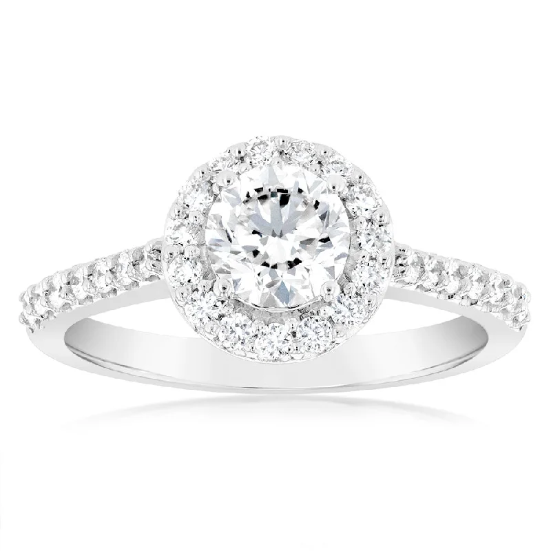 Signature - Design Women's Diamond Rings with a Brand - Specific Pattern and High - Quality DiamondsLuminesce Lab Grown 18ct White Gold 1 Carat Diamond Halo Ring