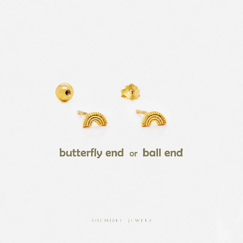 Rainbow - Colored Enameled Butterfly Stud Earrings for a Playful and Colorful StatementTiny Rainbow Stud Earrings, Unisex, Gold, Silver SS807 Butterfly End, SS808 Screw Ball End (Type A) LR Rainbow - Colored Enameled Butterfly Stud Earrings for a Playful and Colorful StatementTiny Rainbow Stud Earrings, Unisex, Gold, Silver SS807 Butterfly End, SS808 Screw Ball End (Type A) LR