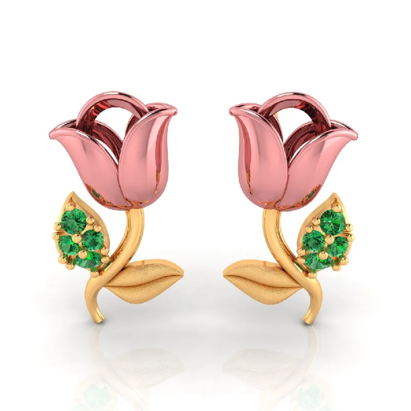 Cluster - Style Women's Diamond Rings with Multiple Small Diamonds Arranged in a Stunning Pattern14k Pink Yellow And Green Stone Leaves Gold Earrings