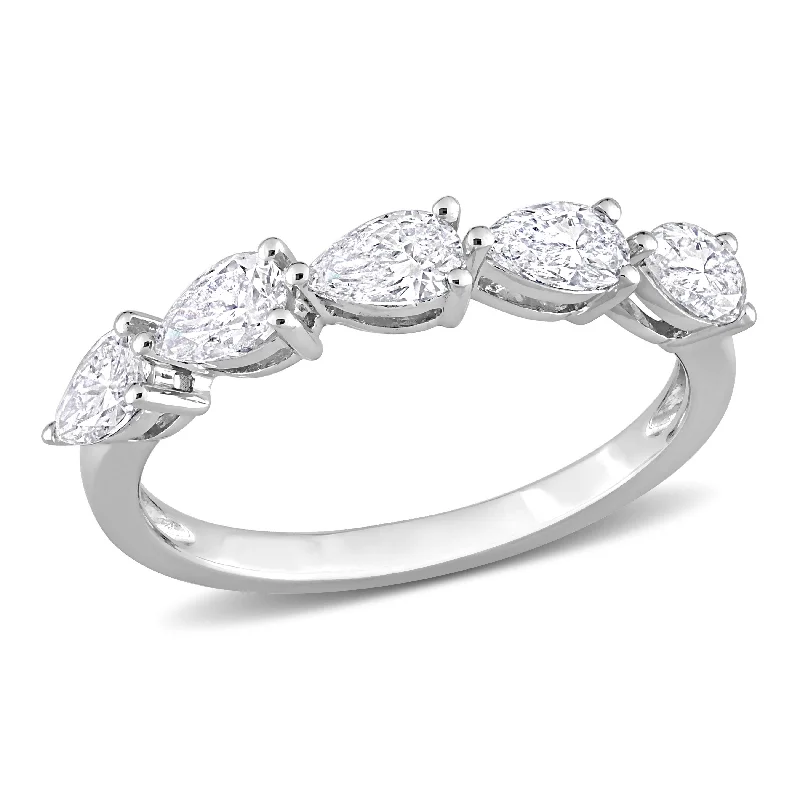 Cushion - Cut Women's Diamond Rings in Platinum with a Soft and Romantic AppearanceMiadora 1ct TDW Pear Shape Diamond Semi-Eternity Band in 14k White Gold