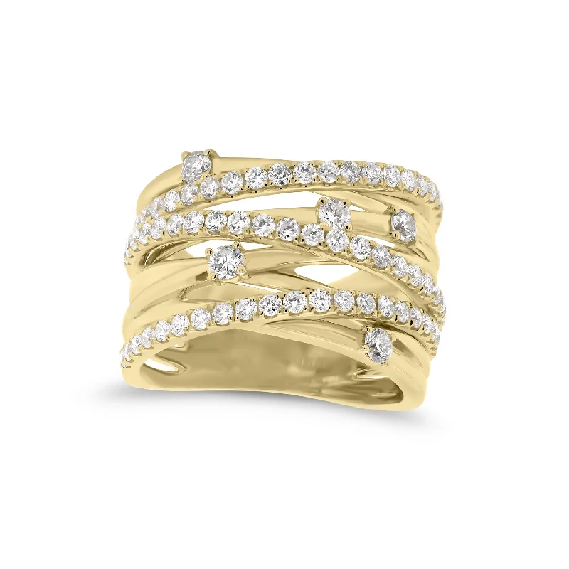 Textured Fashion Rings in Pewter with Hammered and Embossed SurfacesDiamond & Gold Multi-Band Ring