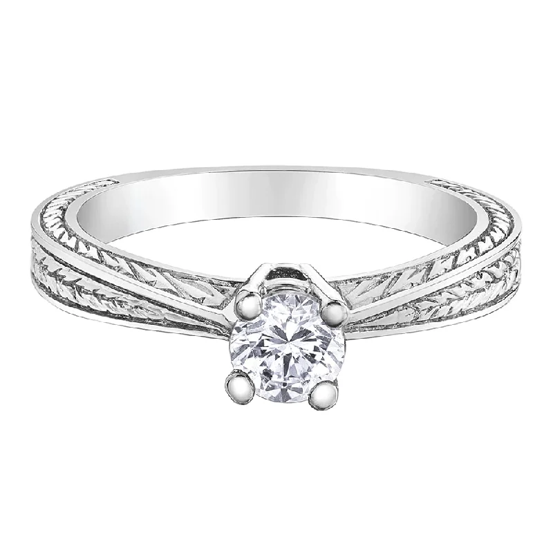 Princess - Cut Women's Diamond Rings in White Gold with a High - Clarity Diamond for a Modern LookCanadian Diamond Solitaire Ring with Engraved Band