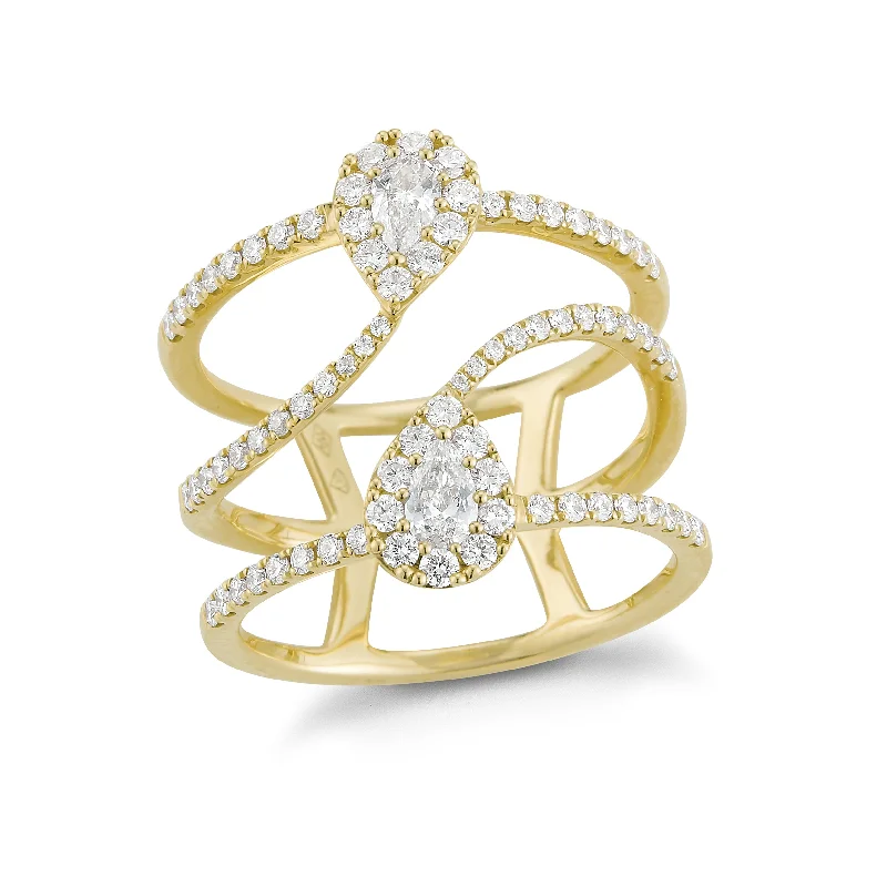 Fashion Rings with Zodiac Symbols in Gold - Filled Metal for a Personalized TouchDiamond Pear-shaped Fashion Ring