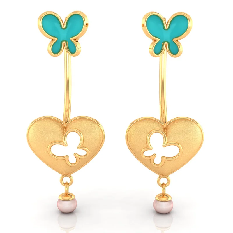 Adjustable Women's Diamond Rings with a Flexible Band for a Comfortable and Custom Fit14k Heart-shaped Dangler Gold Earrings With Butterflies And Pearl Drop