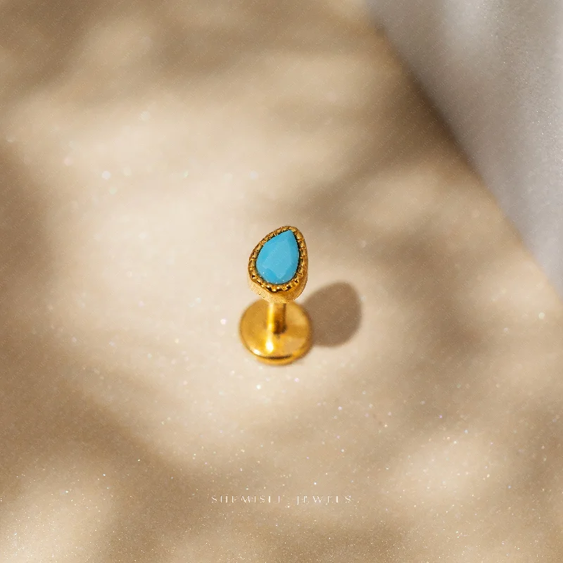 Two - Tone Gold and Silver Plated Clover Stud Earrings for a Lucky and Stylish SymbolTiny Teardrop Turquoise Threadless Flat Back Lip Labret Stud, 18,16ga, 6-10mm Unisex, Surgical Steel SHEMISLI SS596 Two - Tone Gold and Silver Plated Clover Stud Earrings for a Lucky and Stylish SymbolTiny Teardrop Turquoise Threadless Flat Back Lip Labret Stud, 18,16ga, 6-10mm Unisex, Surgical Steel SHEMISLI SS596