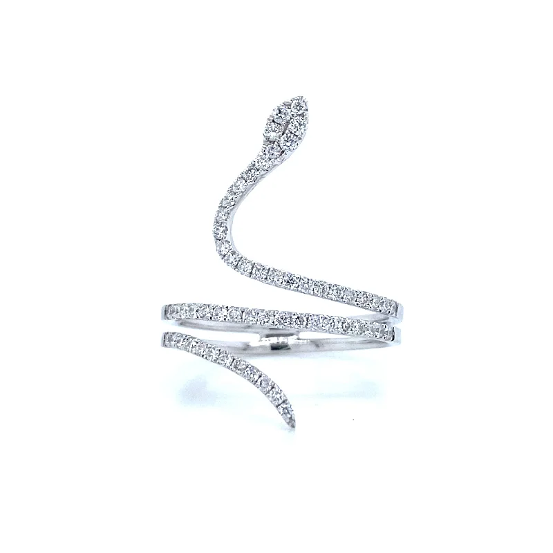 Geometric - Shaped Fashion Rings in Titanium with Iridescent InlaysSnake Ring in 14K White Gold