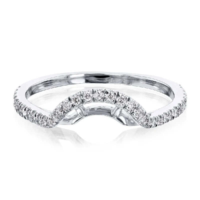 Adjustable Women's Diamond Rings with a Flexible Band for a Comfortable and Custom FitAnnello by Kobelli 14k White Gold 1/5ct TDW Curved Diamond Wedding Ring (GH, I1-I2)