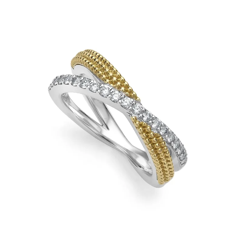 Stackable Fashion Rings in Rose - Gold Tone with Delicate Floral EngravingsTwo Tone X Diamond Ring (Size 6)