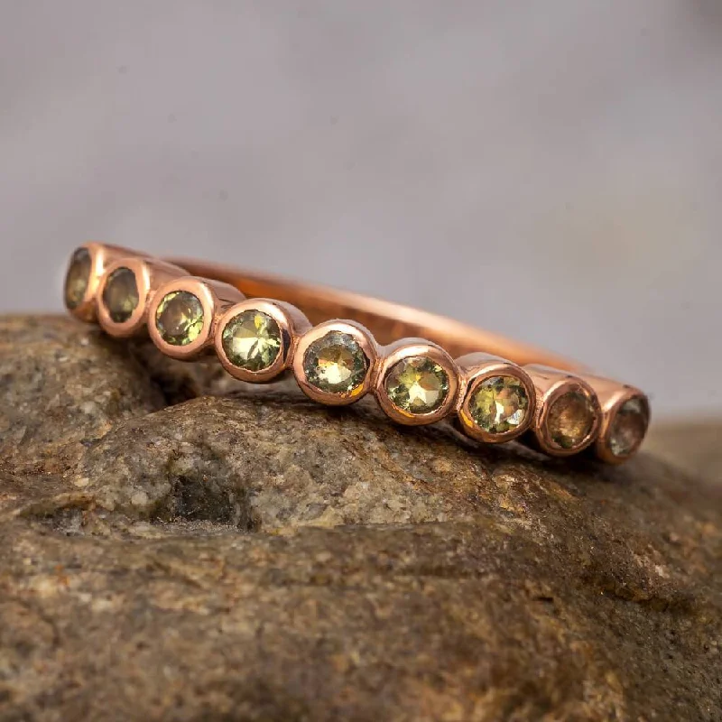 Chunky Fashion Rings in Copper with Geometric Patterns for a Bold AccessoryGenuine Moldavite Ring With Bezel Set Stones