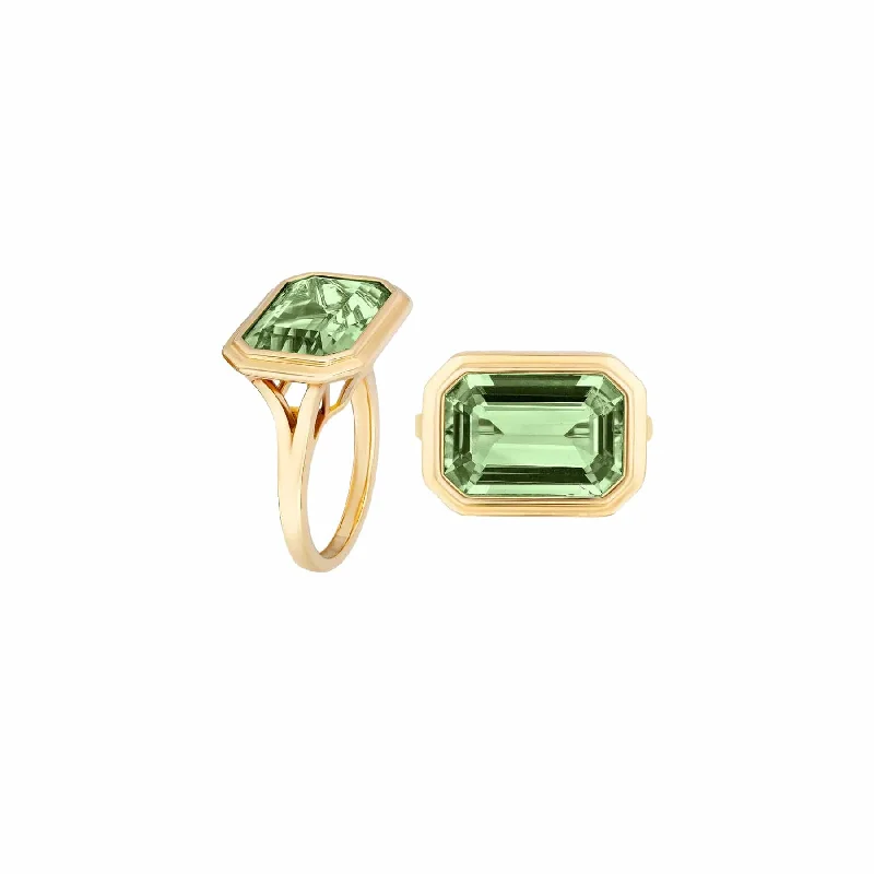 Fashion Rings with Zodiac Symbols in Gold - Filled Metal for a Personalized TouchPrasiolite Manhattan Ring