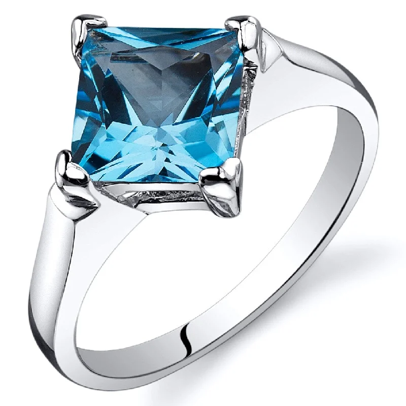 Agate Gemstone Rings in Sterling Silver with a Mosaic - Inspired Inlay for a Bohemian StyleSterling Silver 2 ct Swiss Blue Topaz Solitaire Ring Agate Gemstone Rings in Sterling Silver with a Mosaic - Inspired Inlay for a Bohemian StyleSterling Silver 2 ct Swiss Blue Topaz Solitaire Ring