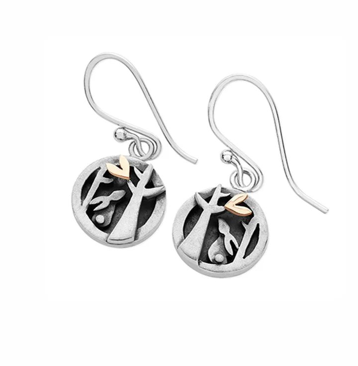 Linda Macdonald Woodlands Sterling Silver 9ct Gold Drop Earrings