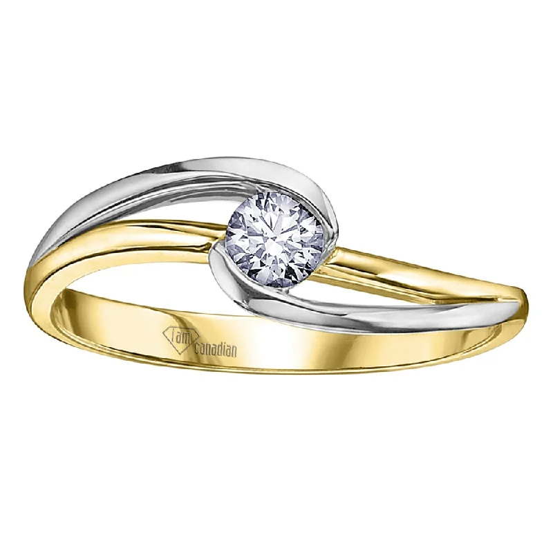 Signature - Design Women's Diamond Rings with a Brand - Specific Pattern and High - Quality DiamondsRound Canadian Diamond Solitaire Ring in Bypass Setting