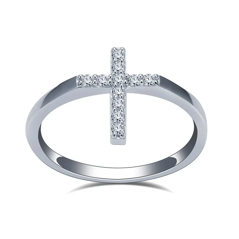 Enamel - Coated Fashion Rings in Bright Colors with Animal - Print PatternsLab Diamond Cross Fashion Ring