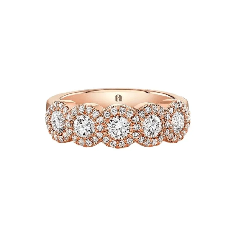 Chunky Fashion Rings in Copper with Geometric Patterns for a Bold AccessoryDiamond Halo Band