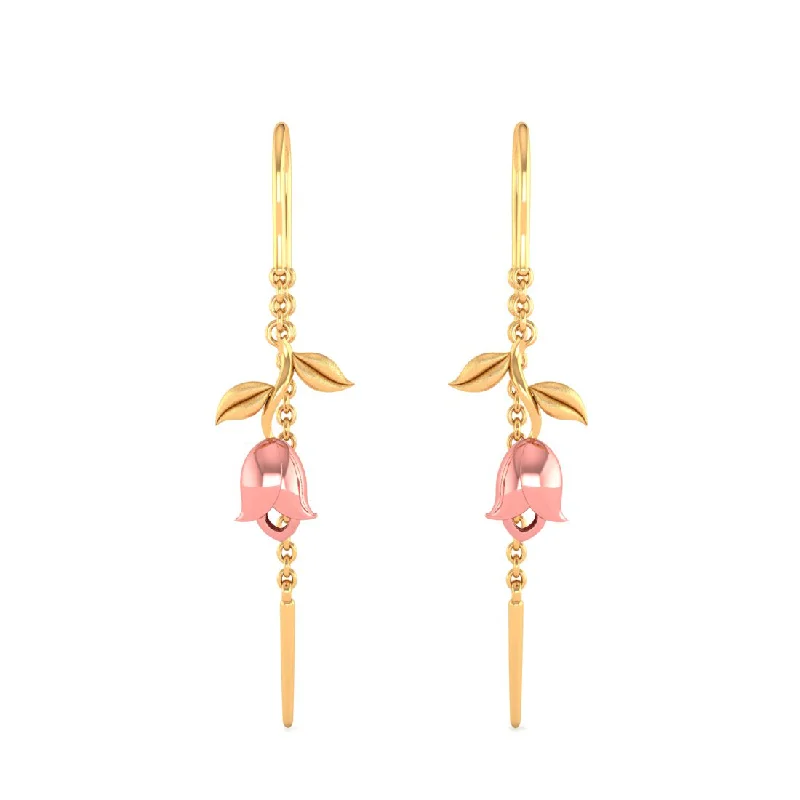 Three - Stone Women's Diamond Rings Symbolizing Past, Present, and Future with Emerald - Cut Diamonds14k Pink Yellow With Leaves Single Chain Gold Earrings