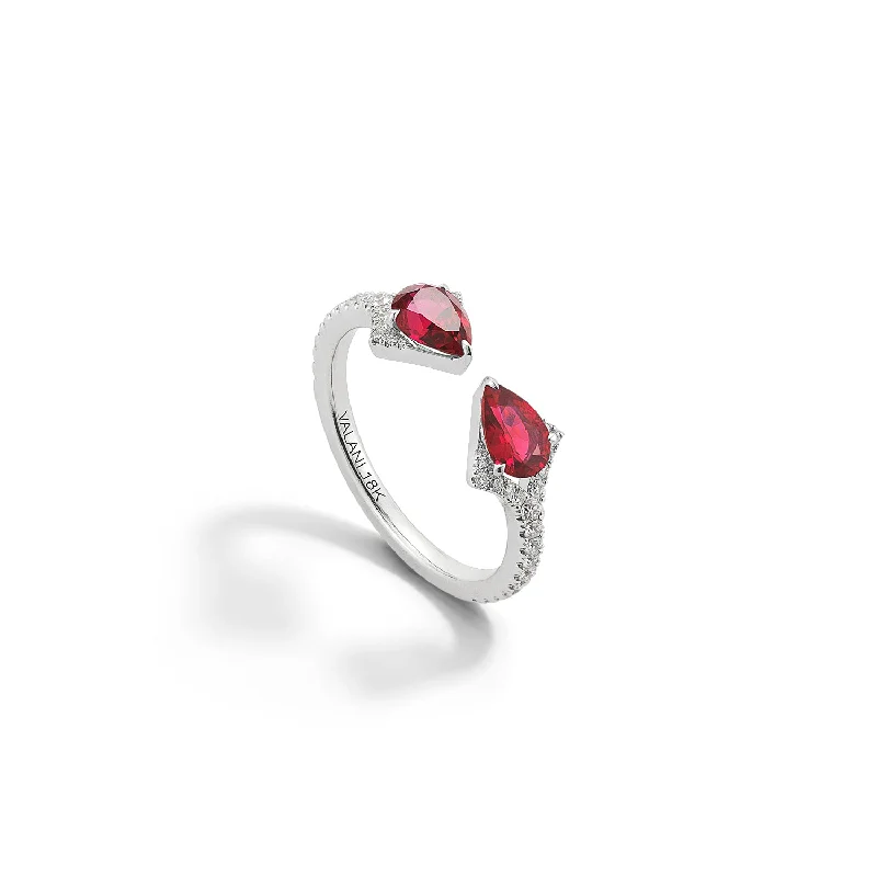 Open - Band Fashion Rings in Sterling Silver with Gemstone InlaysBremer Jewelry Ruby and Diamond Fashion Ring in 18K White Gold (1.18ctw)