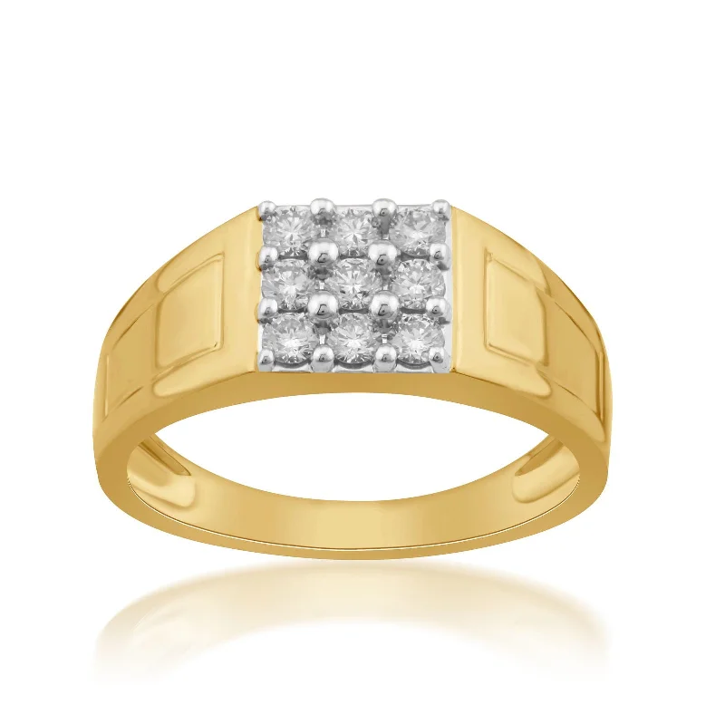 Pear - Shaped Women's Diamond Rings in Yellow Gold with a Single - Diamond Pendant Look18K YG Men's Diamond Ring-1pc