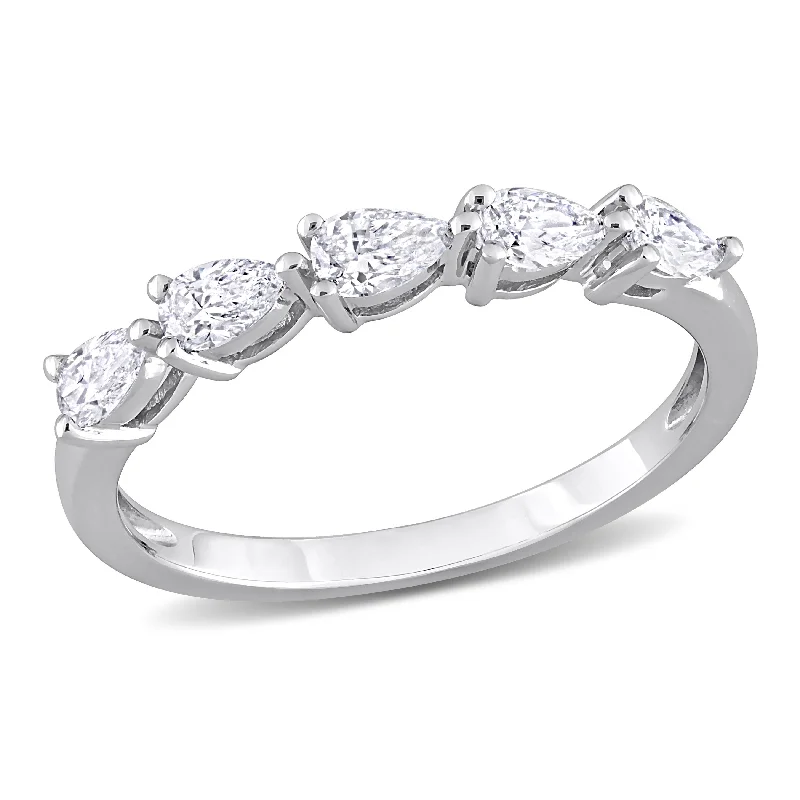 Cushion - Cut Women's Diamond Rings in Platinum with a Soft and Romantic AppearanceMiadora 1/2ct TDW Pear Shape Diamond Semi-Eternity Ring in 14k White Gold