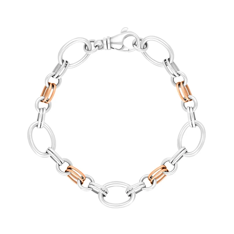 18ct Rose Gold Sterling Silver Double Link Handmade Bracelet
