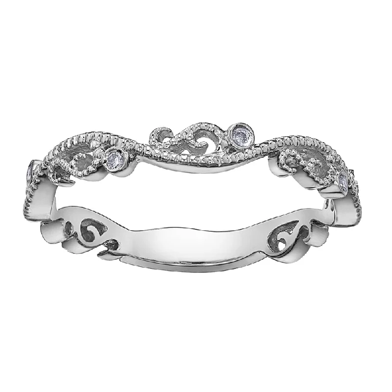 Marquise - Cut Women's Diamond Rings in Palladium for a Unique and Elongated ShapeUnique Diamond Band with Filigree Detailing